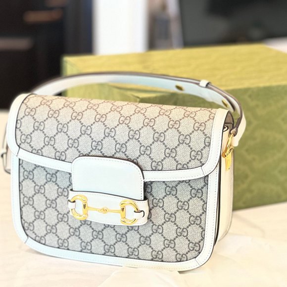 AUTH GUCCI HORSEBIT 1955 SHOULDER BAG GG SUPREME CANVAS NEAR MINT IN BOX - Picture 1 of 9